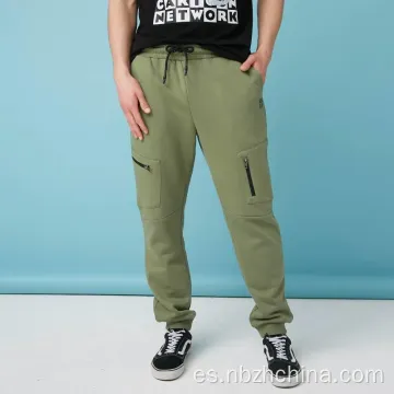 Pantalones de bolsillo de bolsillo para hombres casuales con cremallera